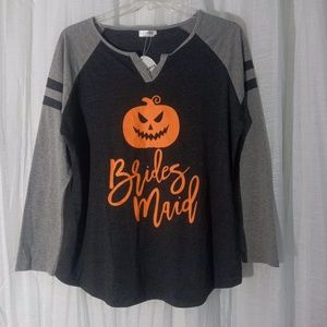 Bride of Frankenstein Costume BRIDES MAID Shirt Top Pumpkin Halloween Jersey XXL